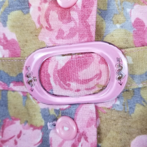 Vintage 70s Mid Century Mod Rose Floral Fit & Flare Handmade Midi Dress - Picture 9 of 12